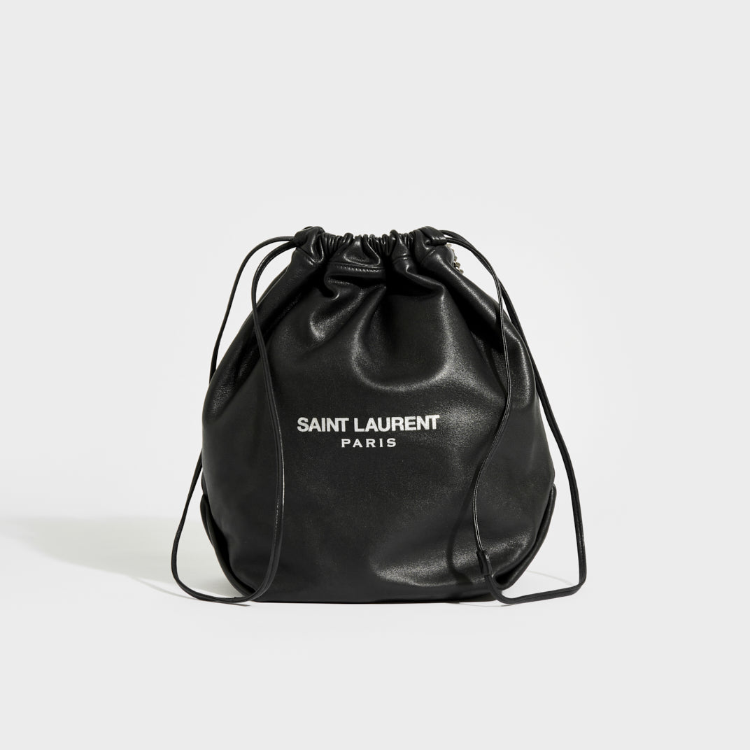 SAINT LAURENT Teddy Leather Chain Shoulder Bag in Black