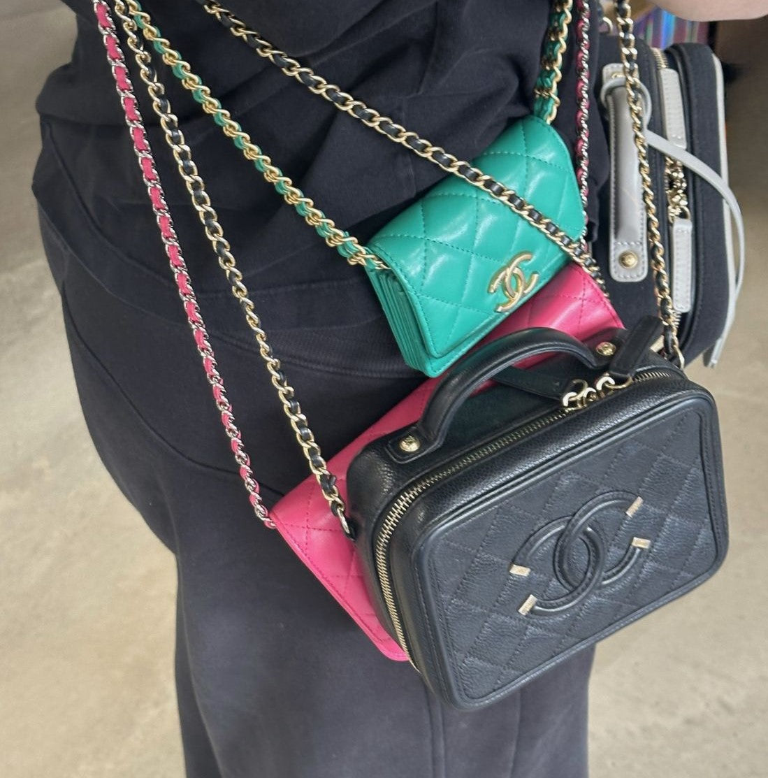 Small CC Filigree Vanity Case in Black Caviar Leather