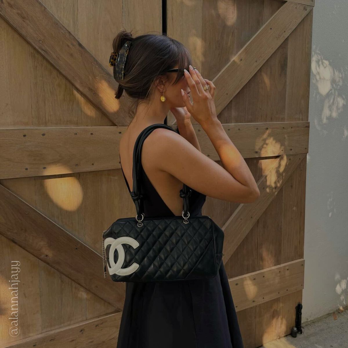 Cambon Ligne Bowler Bag in Quilted Black Calfskin Leather 2005 - 2006