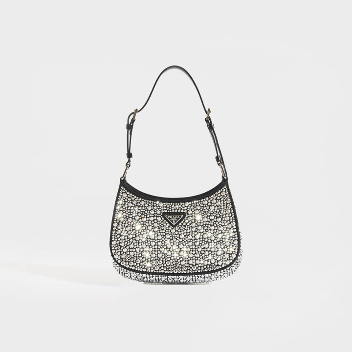 Cleo Satin Shoulder Bag with Crystals