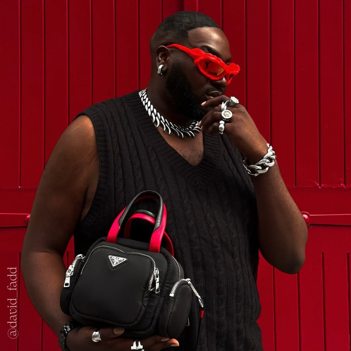 Triangle Nylon Shoulder Bag in Black