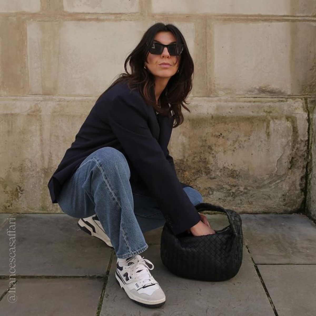 Teen Jodie Intrecciato Leather Bag in Black