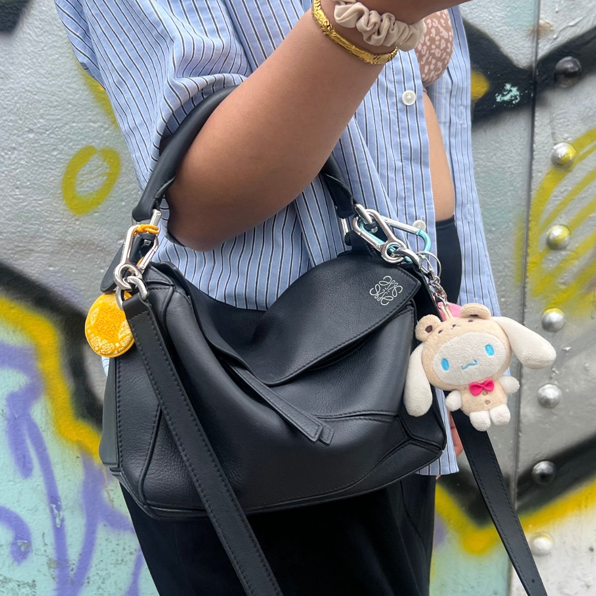 Small Puzzle Bag in Black Smooth Leather