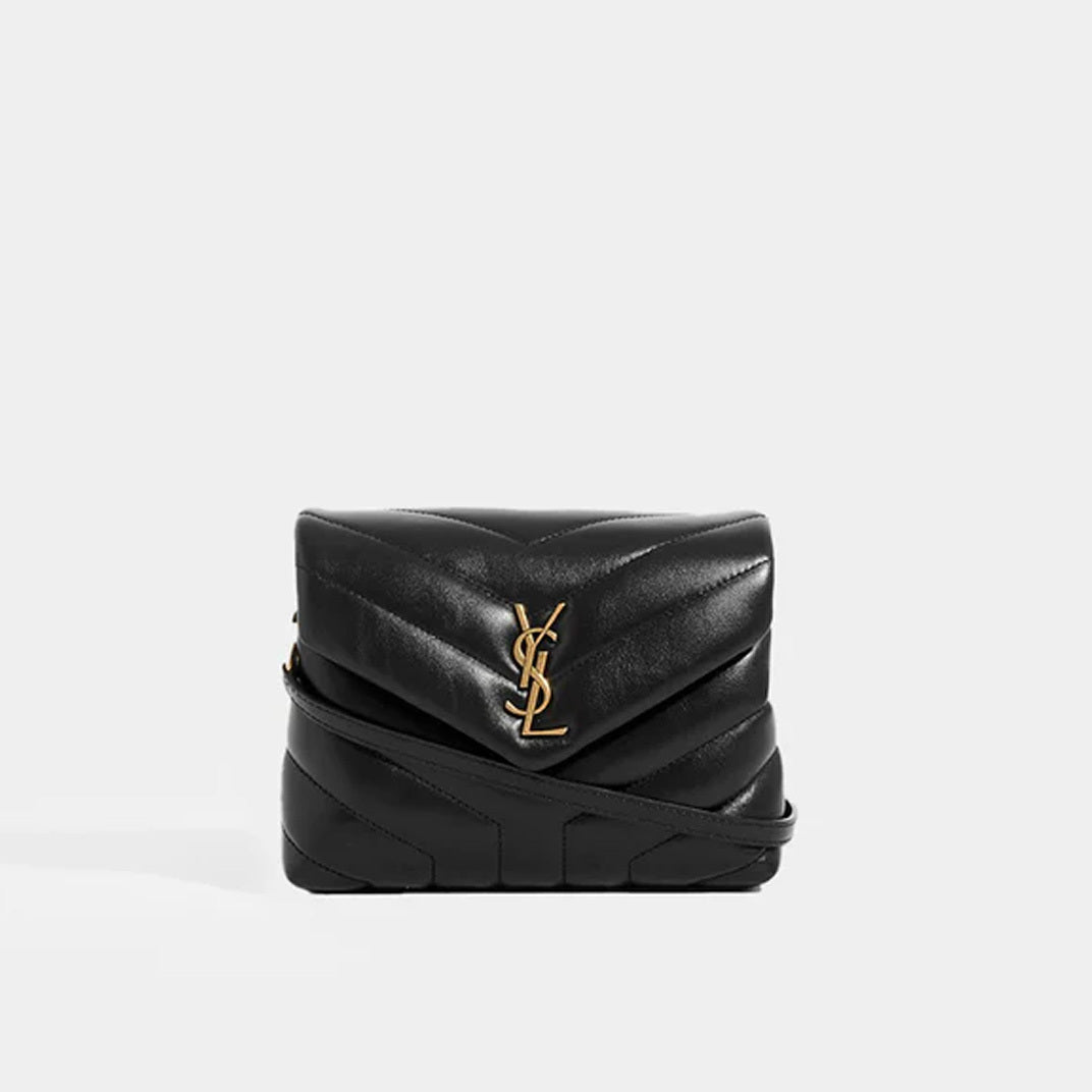 Toy Loulou Shoulder Bag in Black Leather with Gold Hardware