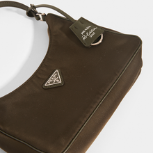 Load image into Gallery viewer, Close up flat shot of PRADA Re-Edition Hobo Bag in Camo Green