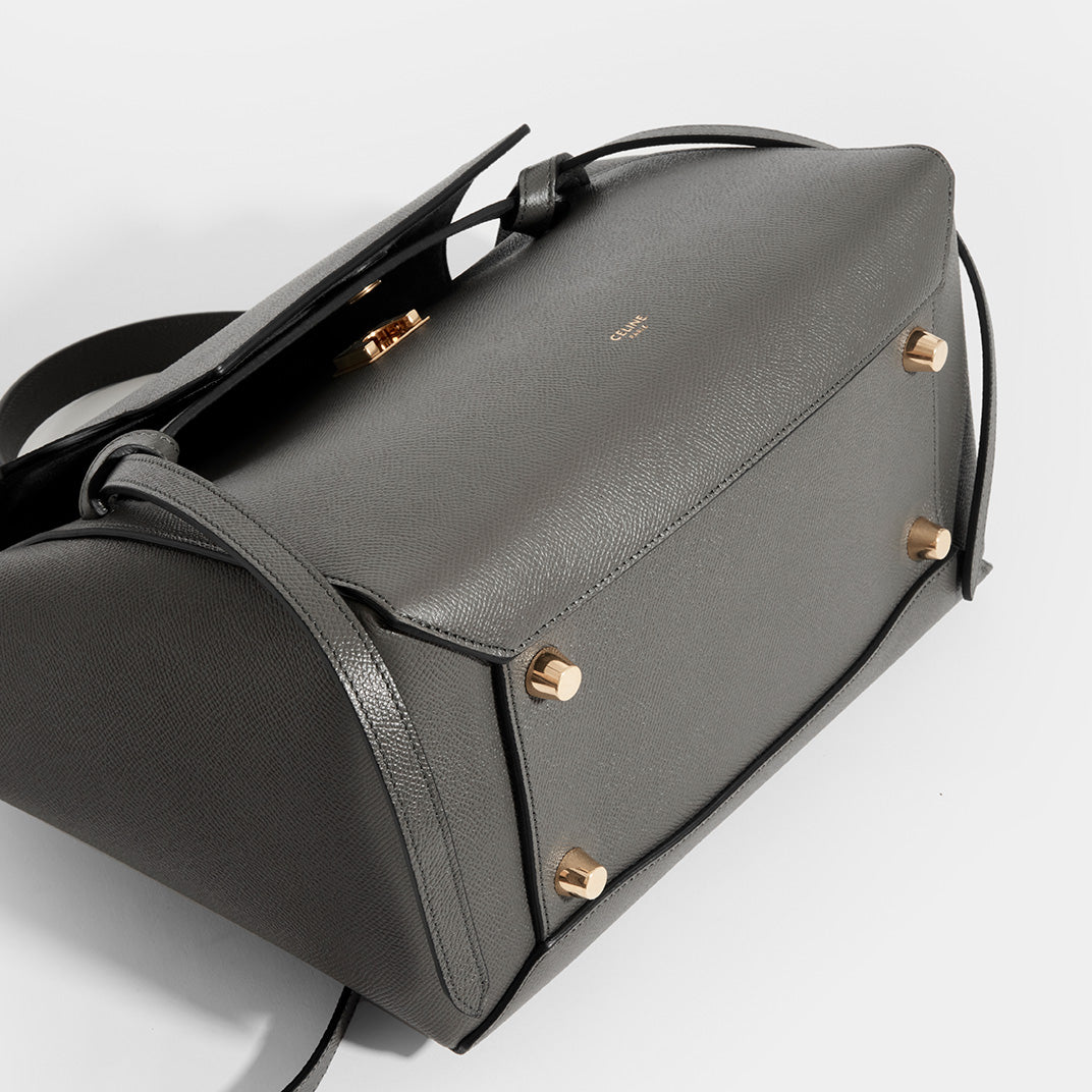 Small Belt Bag in Grey Grained Leather