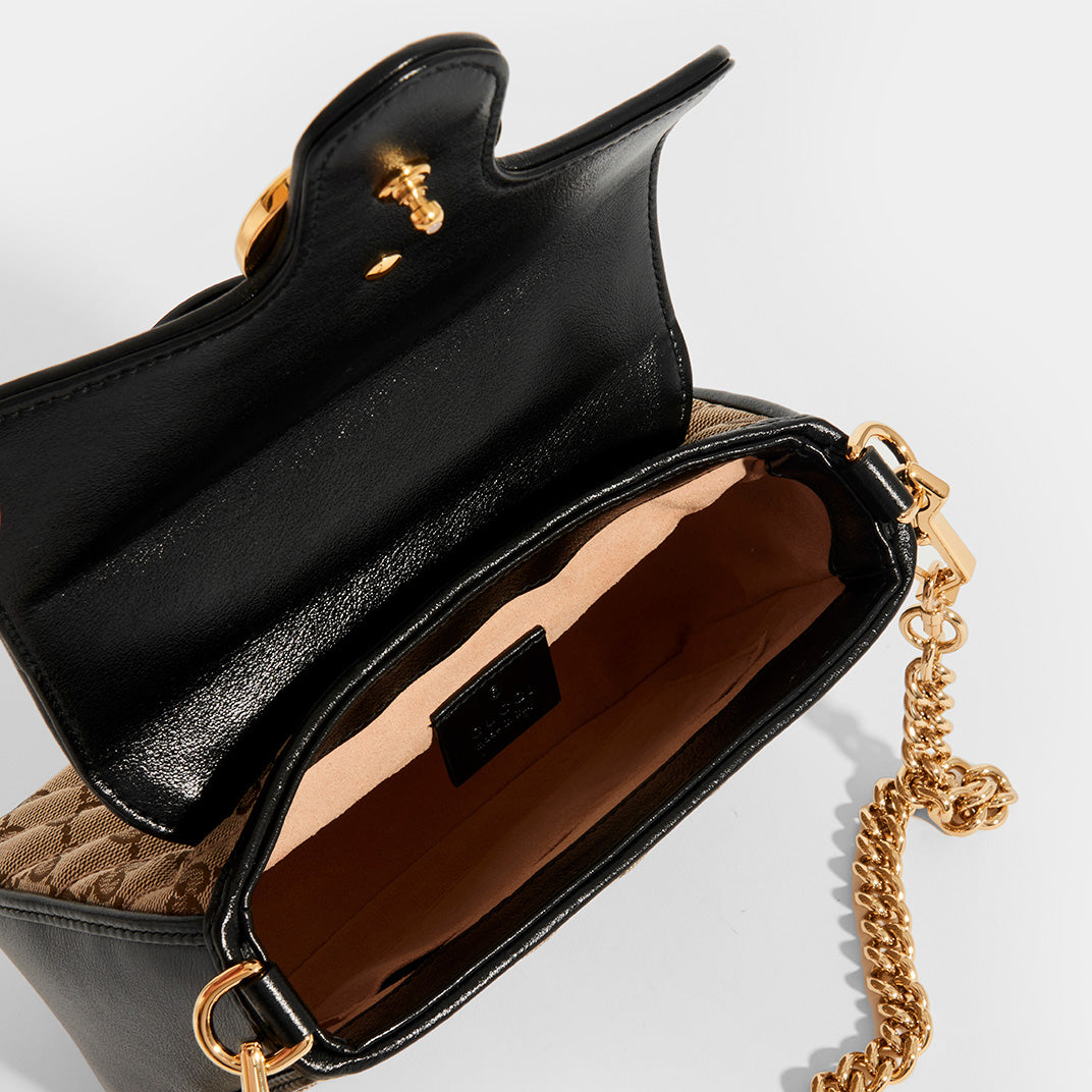 GG Marmont Mini Top Handle Bag in Canvas