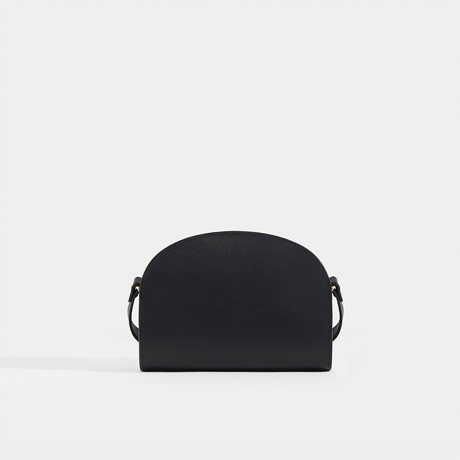 APC Half Moon Saffiano Leather Crossbody in Black COCOON