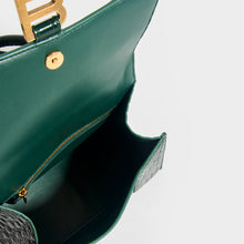 Load image into Gallery viewer, BALENCIAGA Small Hourglass Bag in Forest Green Embossed Croc