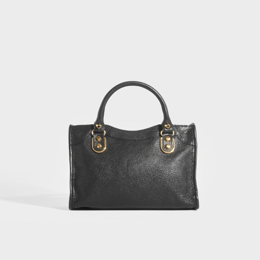 Balenciaga mini city hotsell bag black gold