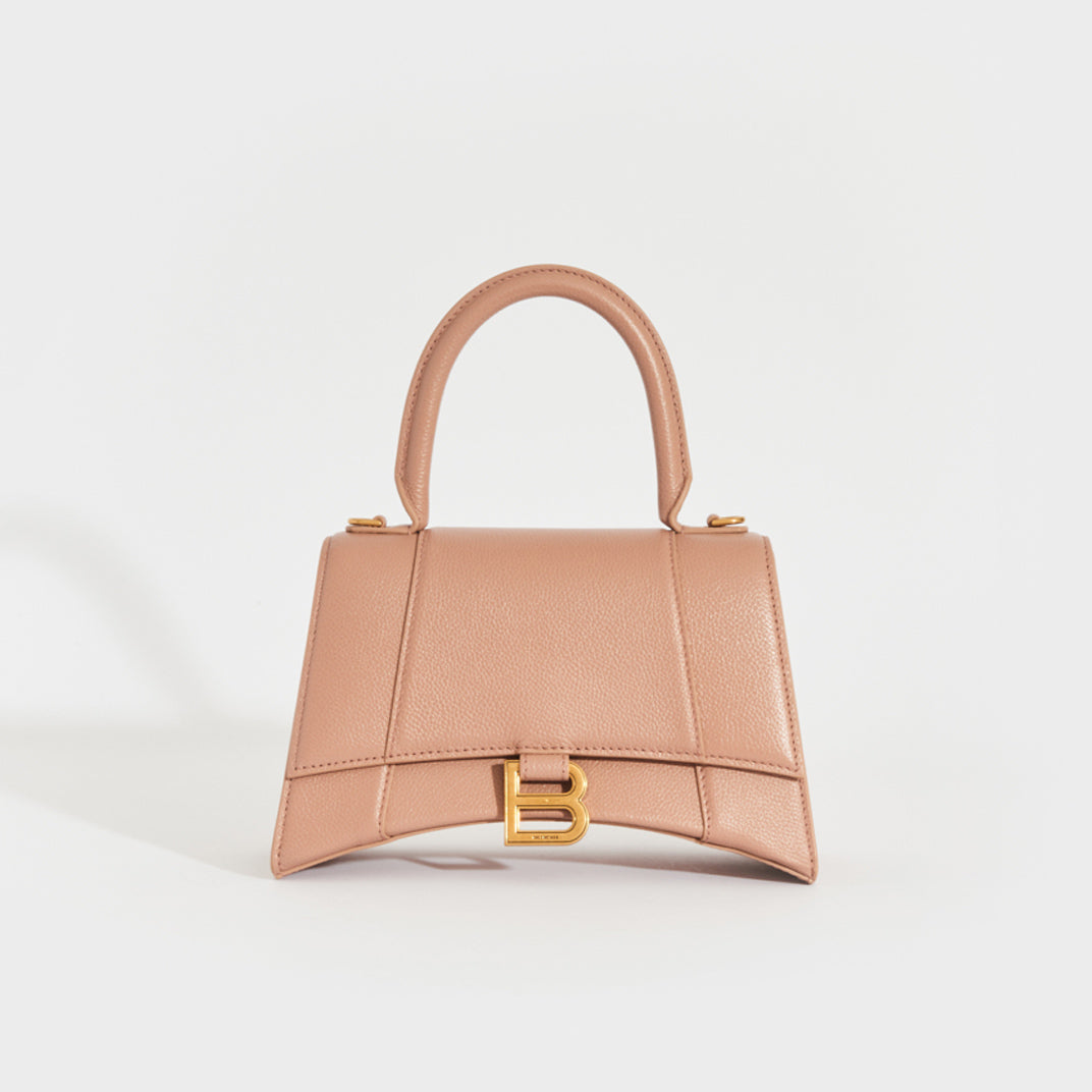 BALENCIAGA Small Hourglass Bag in Beige