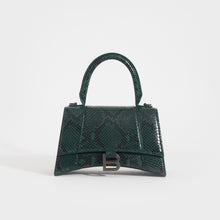 Load image into Gallery viewer, BALENCIAGA Small Hourglass Bag in Green and Black Snakeskin-Effect