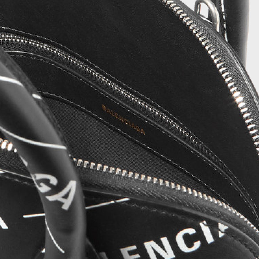Inside view of logo of BALENCIAGA Ville Printed Leather Tote