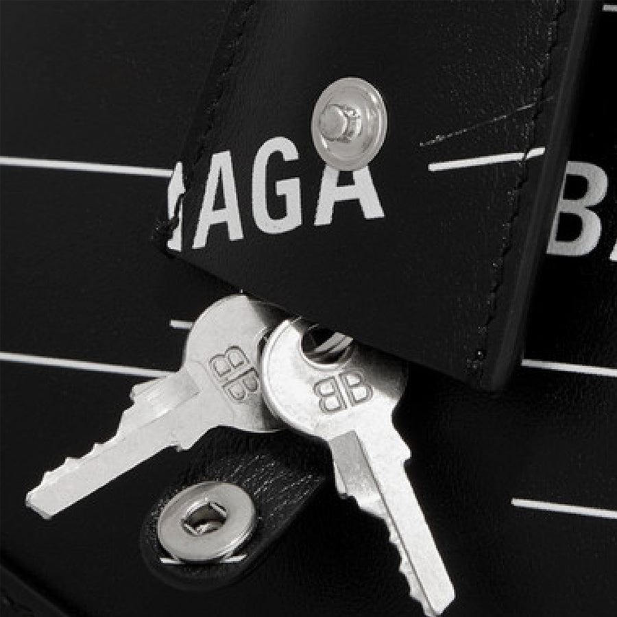 Key detail on BALENCIAGA Ville Printed Leather Tote