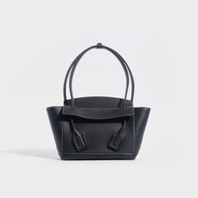 Load image into Gallery viewer, Front view of the BOTTEGA VENETA Arco Small Leather Tote Bag in Black