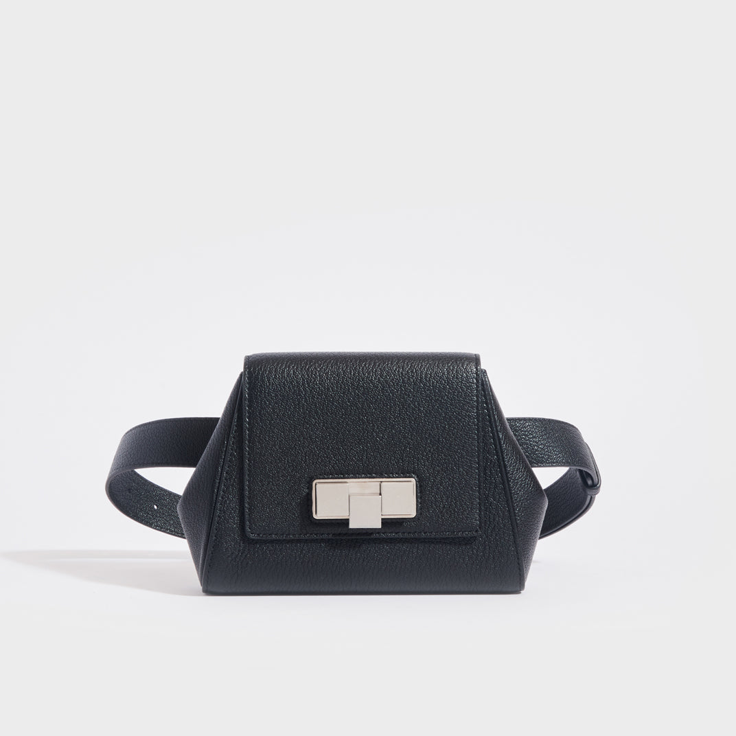 BOTTEGA VENETA Geometric Leather Belt Bag in Black [ReSale]