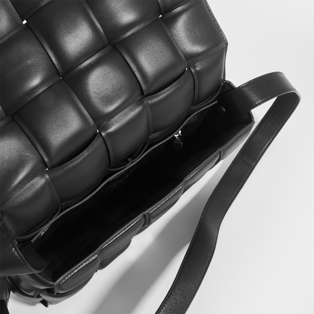 Padded Cassette Bag in Black with Silver Hardware