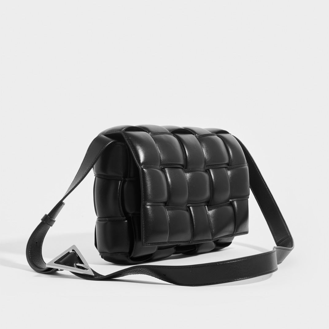 Bottega Veneta Padded Cassette Leather Crossbody Bag Black