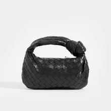 Load image into Gallery viewer, Front view of BOTTEGA VENETA Mini Jodie Top Handle Bag in Black Intrecciato Leather