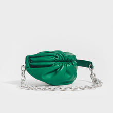 Load image into Gallery viewer, Side view of the BOTTEGA VENETA Belt Chain Pouch in Green Leather
