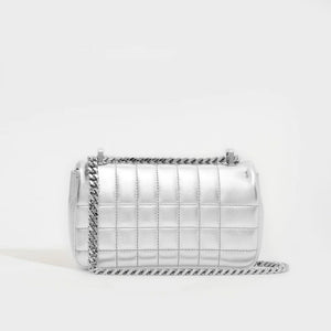 BURBERRY Mini Quilted Leather Lola Bag in Metallic Silver