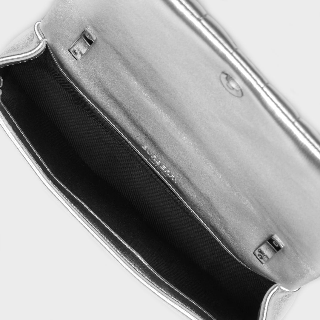 Mini Quilted Leather Lola Bag in Metallic Silver