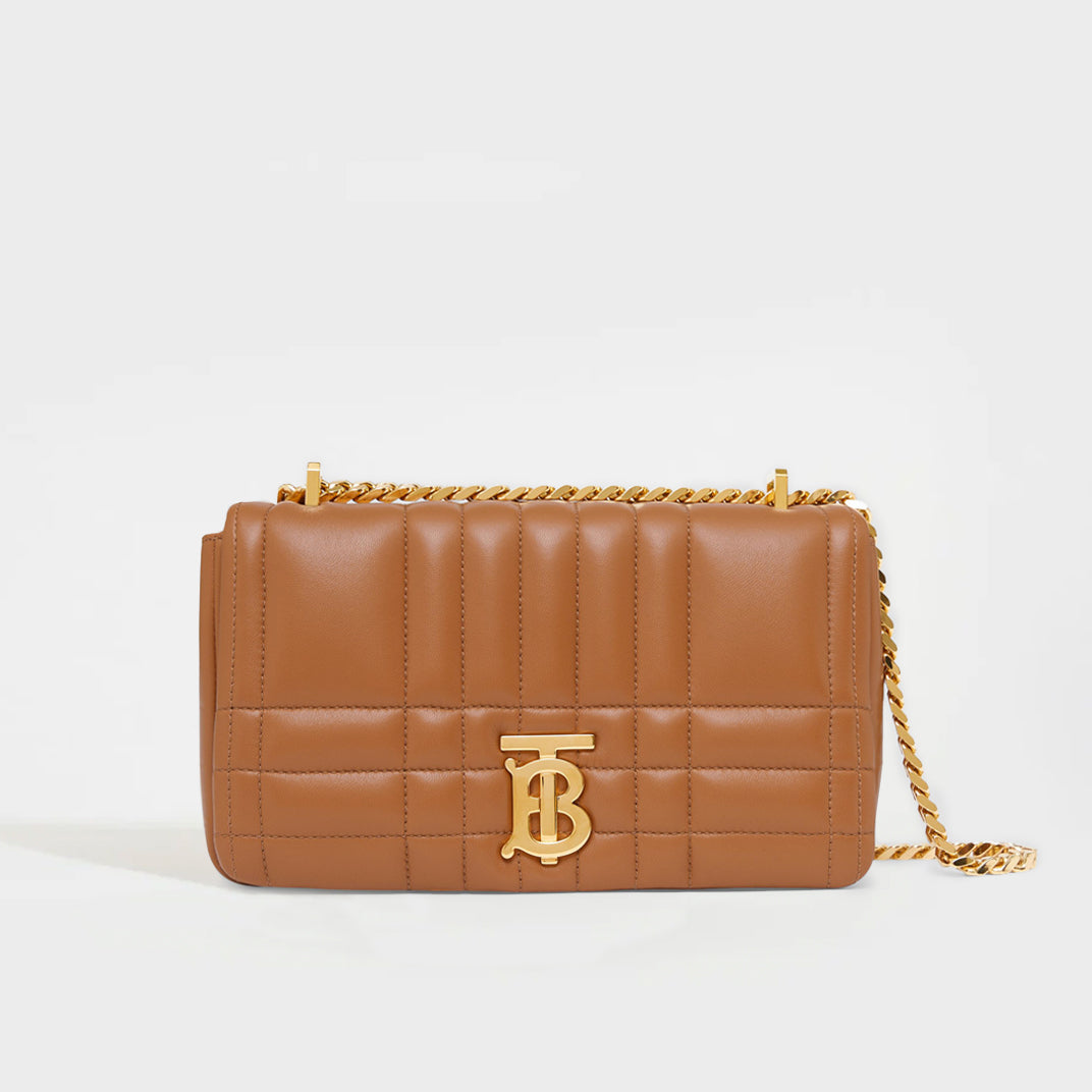 BURBERRY Small Quilted Lola Bag in Maple Brown