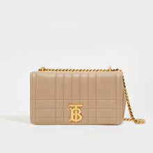 Load image into Gallery viewer, Front view of the BURBERRY Small Quilted Lola Bag in Oat Beige
