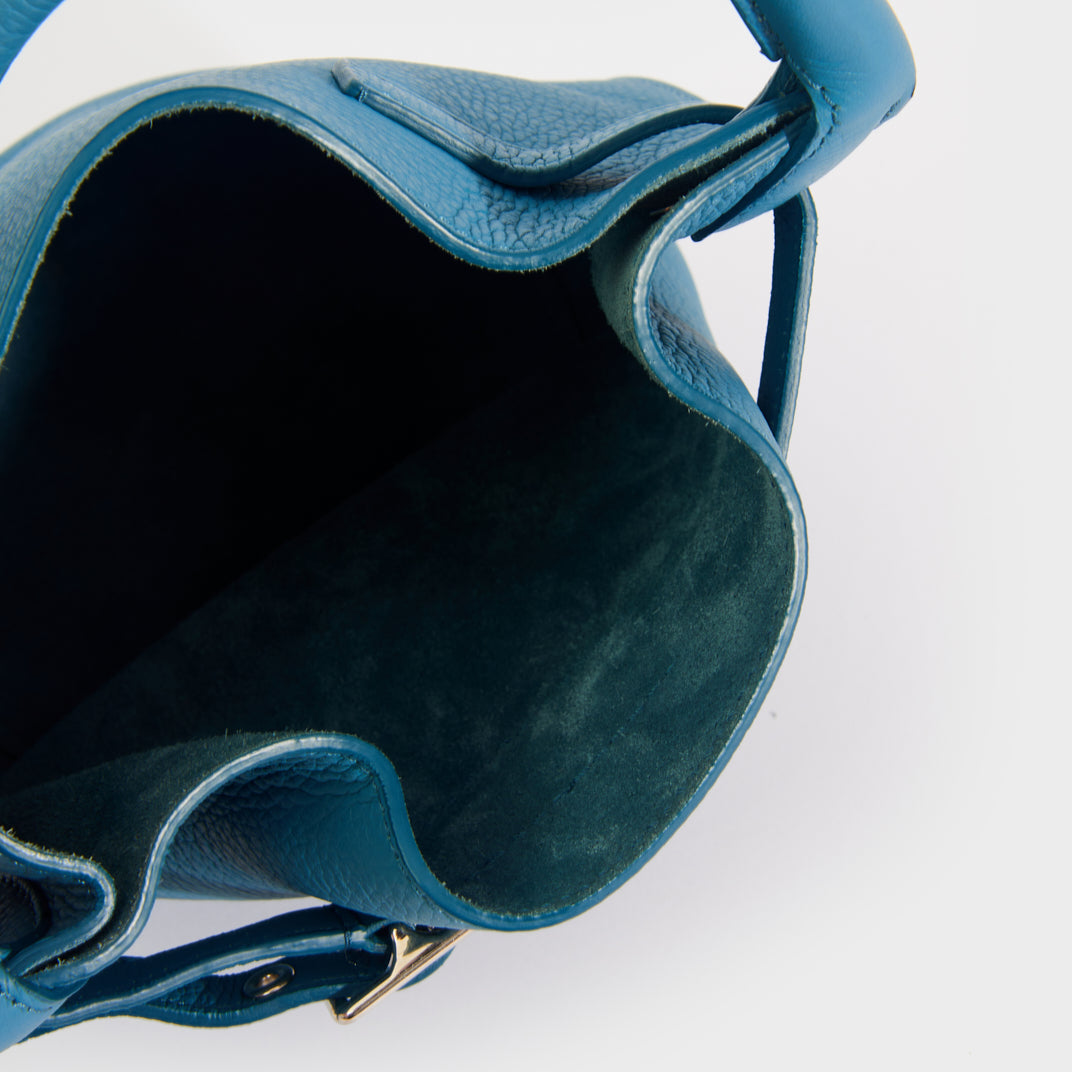Big Bag Nano Bucket in Slate Blue Supple Grained Calfskin