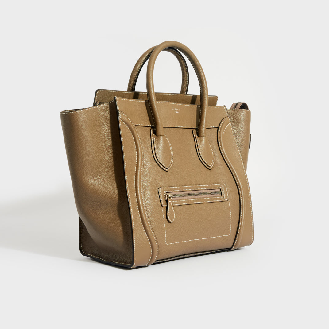 Céline CELINE LUGGAGE MINI CABAS HANDBAG IN BEIGE GRAINED LEATHER LEATHER  HAND BAG ref.617147 - Joli Closet