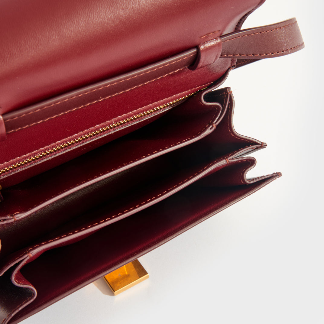 Small Classic Box Shoulder Bag in Bordeaux