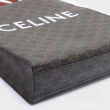 Load image into Gallery viewer, Underside view of the CELINE Small Triomphe Cabas Vertical in Canvas and Calfskin Leather