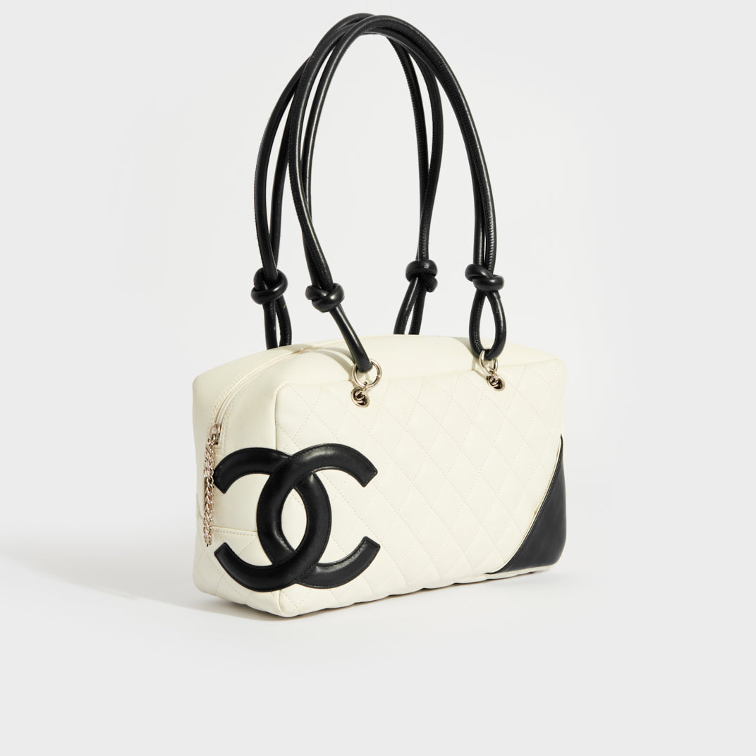 Chanel Reporter cambon snakeskin ligne white leather shoulder bag