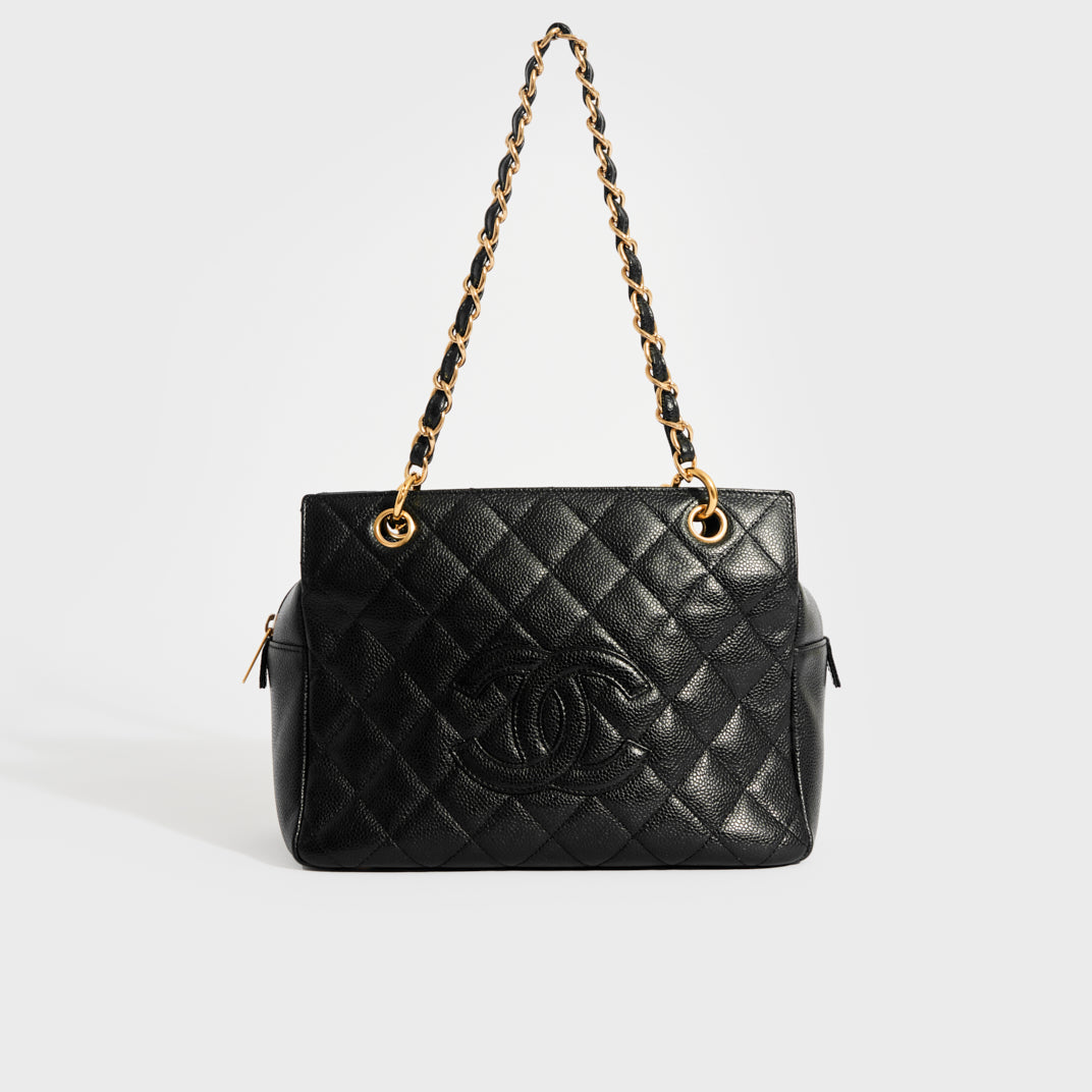 Chanel quilted caviar tote sales