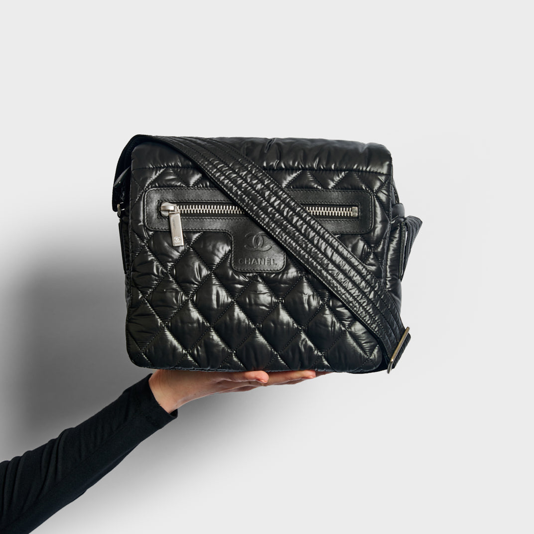 CHANEL, Bags, Chanel Black Quilted Nylon Medium Pouch