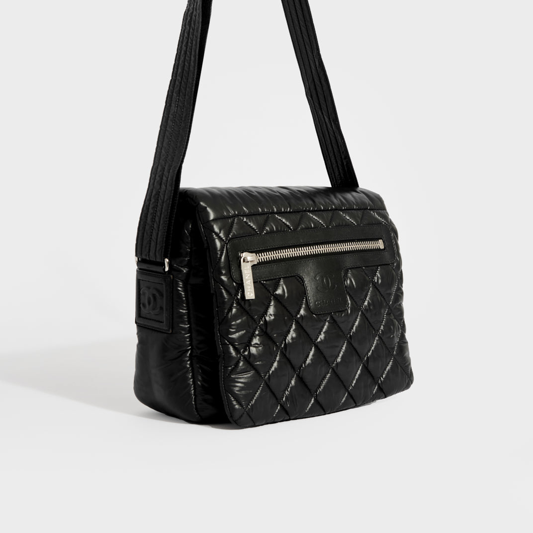 CHANEL, Bags, Chanel Black Quilted Nylon Medium Pouch