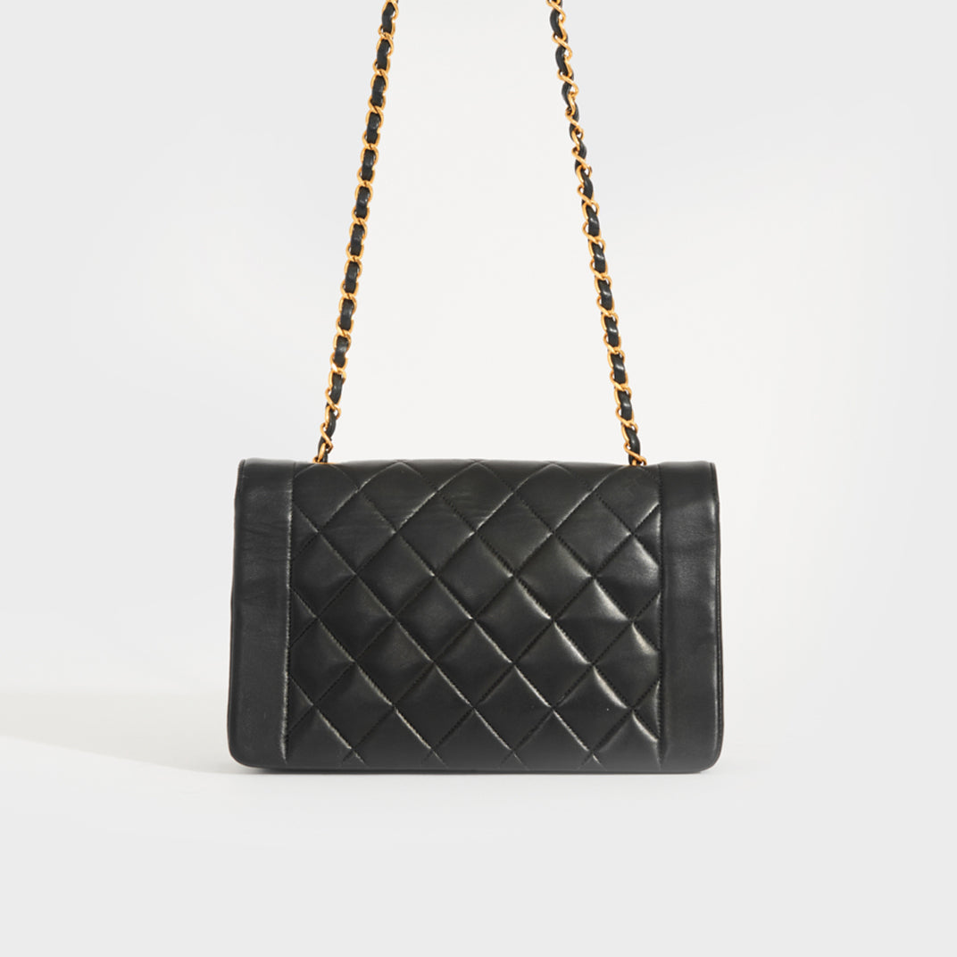 Diana Single Flap Chain Bag in Black 1991-1994