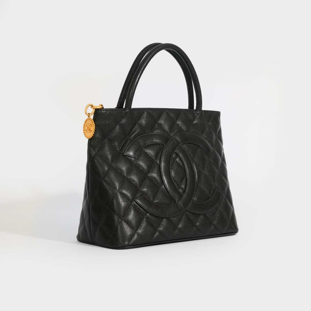 CHANEL Medallion Tote in Black Caviar 2000 2001 COCOON