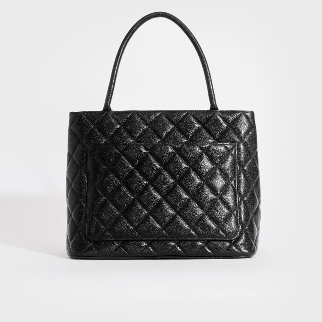 Black tote bag with silver hardware clearance