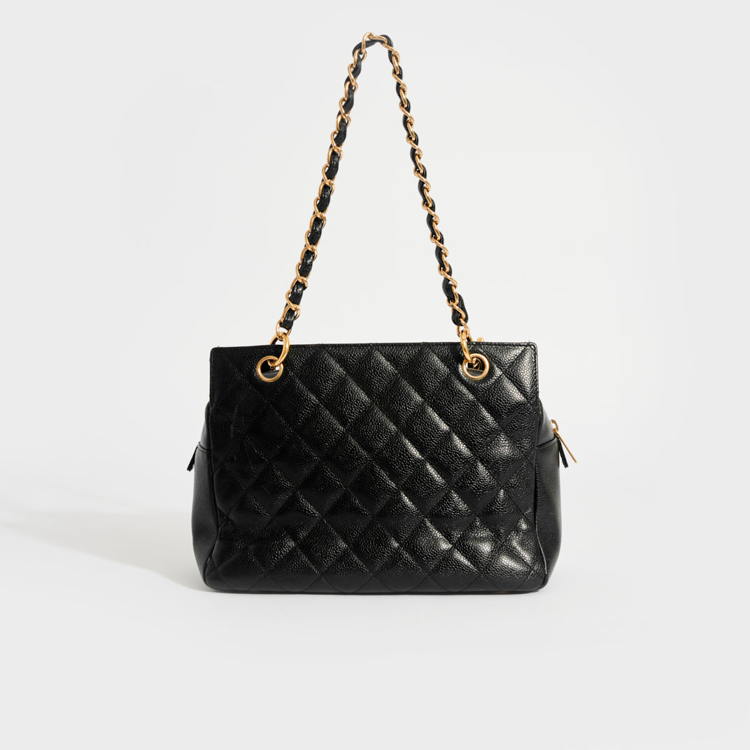 CHANEL Quilted Petite CC Caviar Timeless Tote in Black 2003 2004