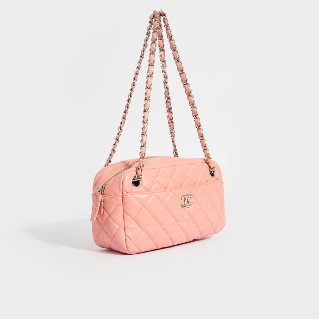 Pink quilted sale shoulder bag