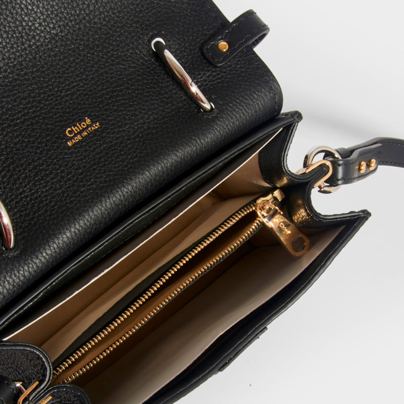 Small Aby Day Shoulder Bag in Black Leather