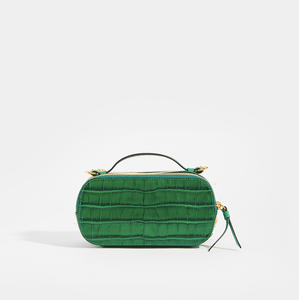 Rear of CHLOÉ C Mini Vanity Shoulder Bag in Green Croc-Effect Leather