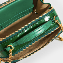 Load image into Gallery viewer, Inside of CHLOÉ C Mini Vanity Shoulder Bag in Green Croc-Effect Leather