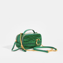 Load image into Gallery viewer, Side of CHLOÉ C Mini Vanity Shoulder Bag in Green Croc-Effect Leather