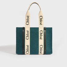 Load image into Gallery viewer, CHLOÉ Medium Woody Tote Bag in Blue Felt, Leather and Canvas