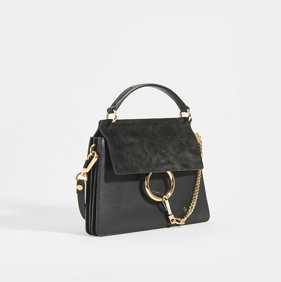 Small Faye Tote in Black Leather