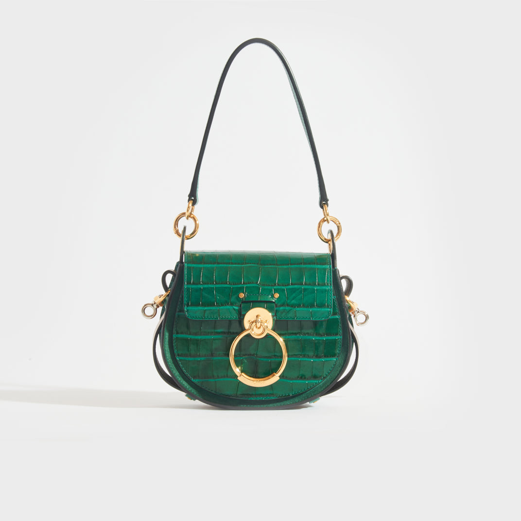 CHLOÉ Small Tess Mock Croc Leather in Green