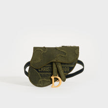 Load image into Gallery viewer, CHRISTIAN DIOR Canvas Embroidered Camouflage Saddle Belt Bag Green