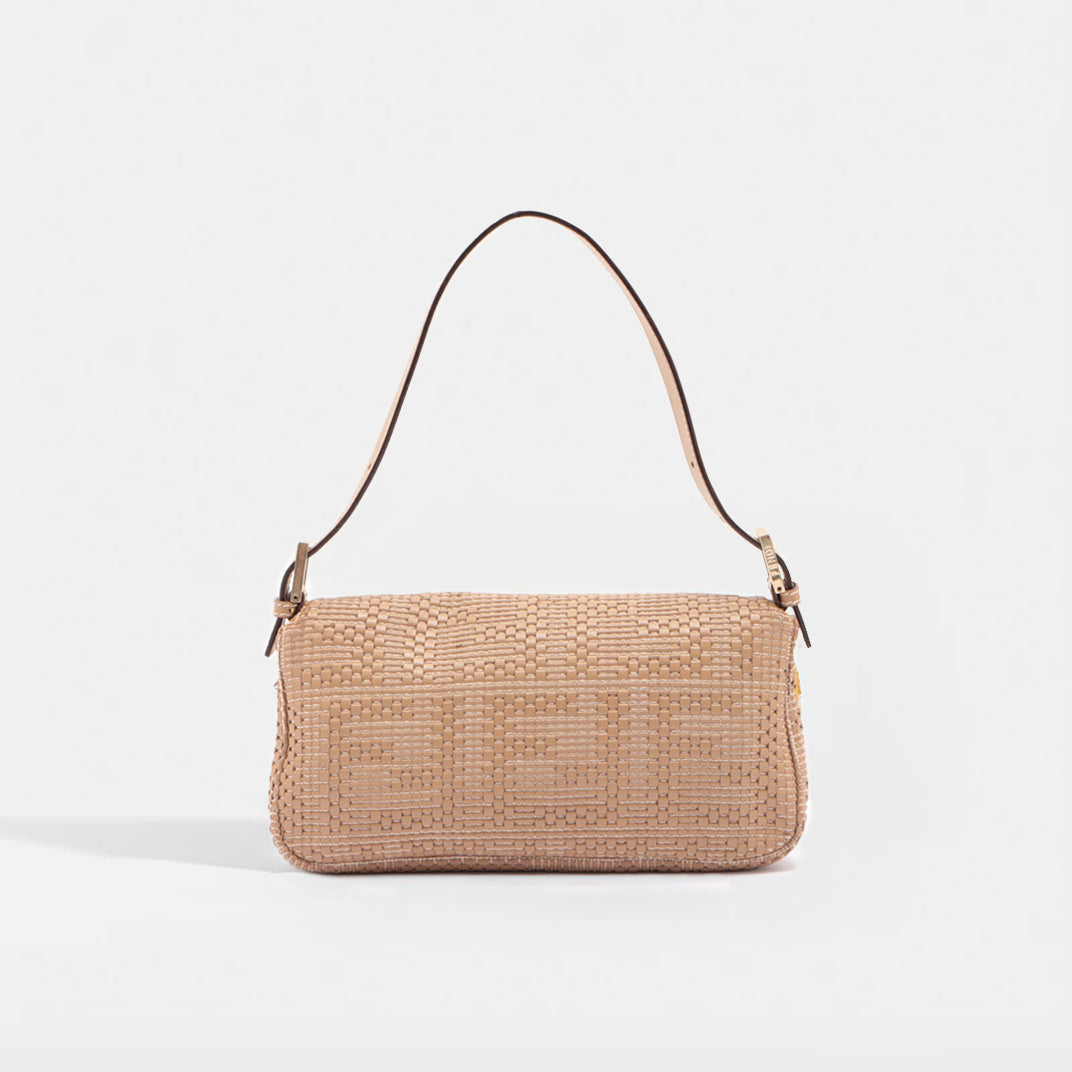 FENDI Baguette Bag with Woven Leather in Beige COCOON